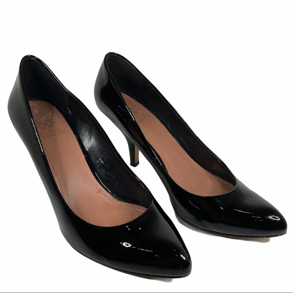 Vince Camuto Patent Leather Kitten Heel Black